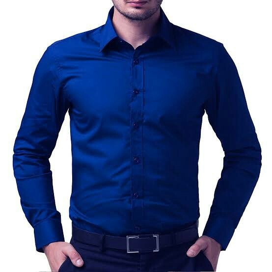 Blue Regular Fit Plain Cotton Mens Formal Shirt, Speciality : Breathable, Anti-Wrinkle, Anti-Shrink