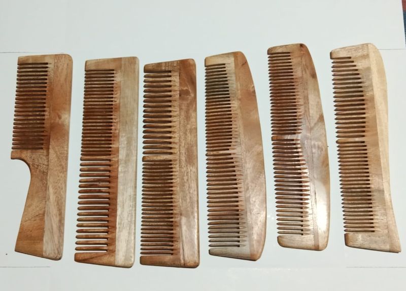 Brown 19cm Pure Neem Wood Comb, for Home, Salon