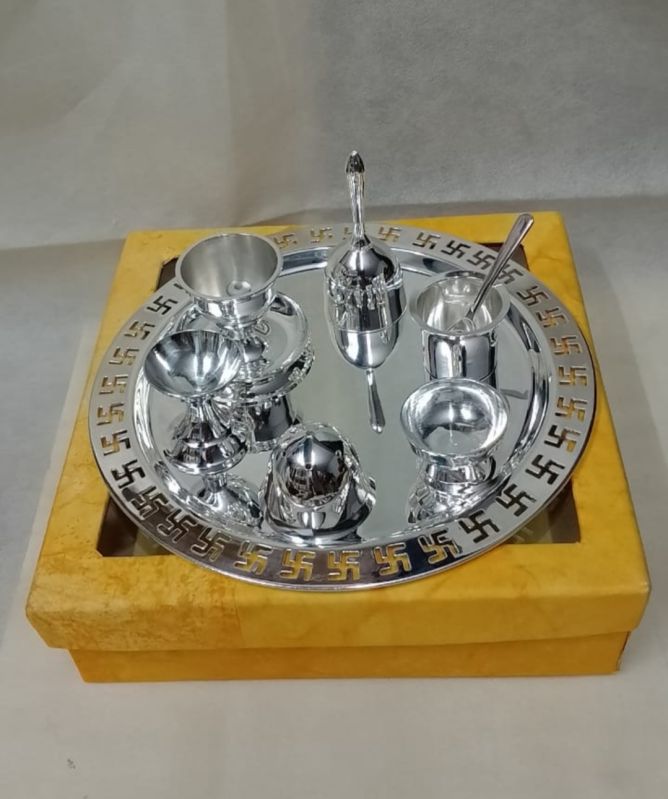 Stainless Steel Polished Pooja Thali, Feature : Rust Proof, Rust Finishing, Hard Structure, Fine Finished