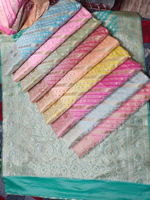 Multi Fine 1100grm Silk banarasi fabrics katan light, for Party, Shelf Life : 5 year's
