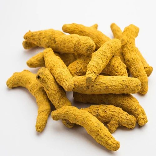 Yellow Natural Dried Turmeric Finger, for Ayurvedic Products, Cooking, Feature : Long Shelf Life