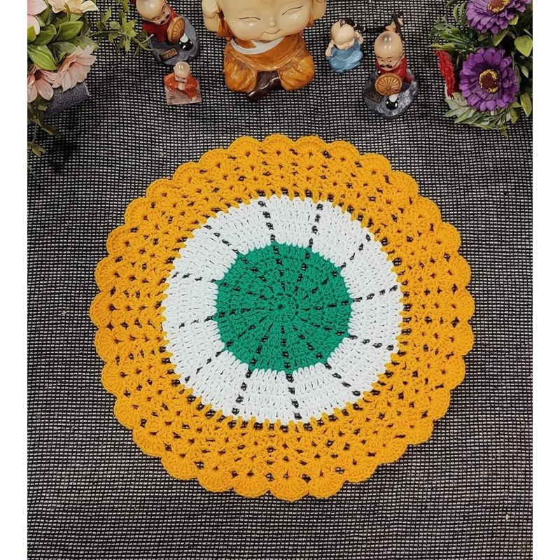 Round Crochet Table Mats, Color : Multicolor
