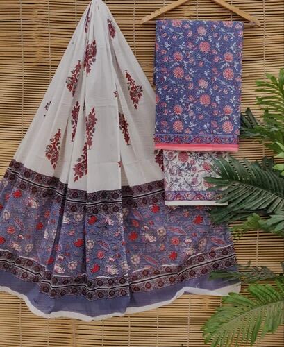 Unstitched Hand Block Printed Cotton Suit Set