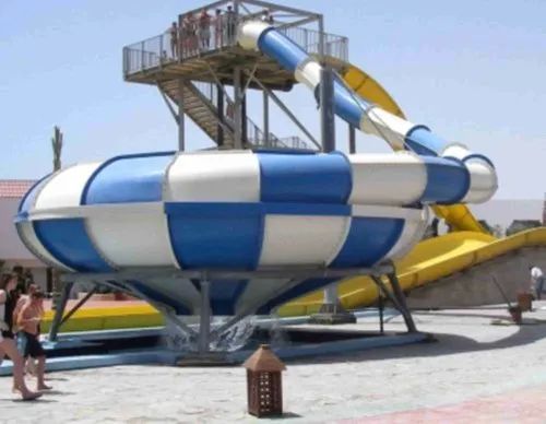 Blue Whte FRP Pool Body Water Slides, Capacity : 120 per hours