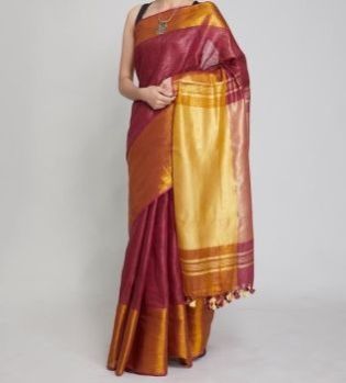 Embroidered Tissue Linen Saree