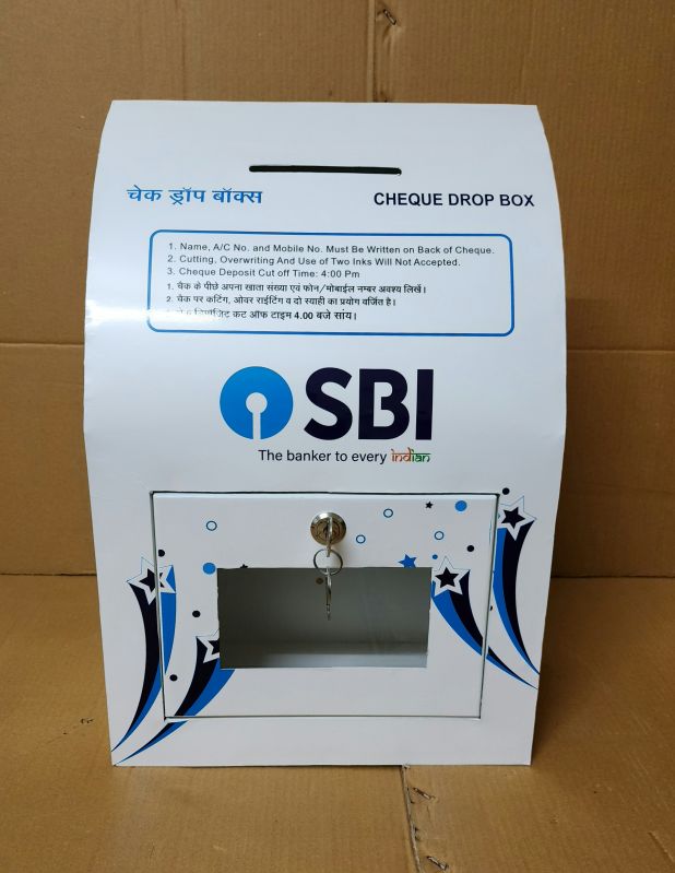 White sbis metal cheque drop box, for Bank Use