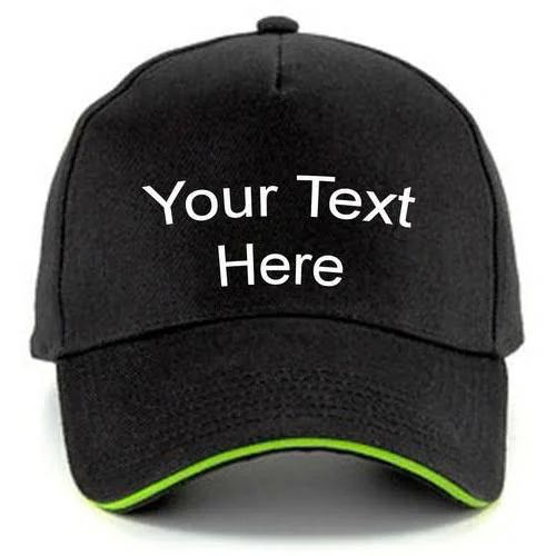Black Round Cotton Customized Printed Cap, for Promotional, Occasion : Casual Wear