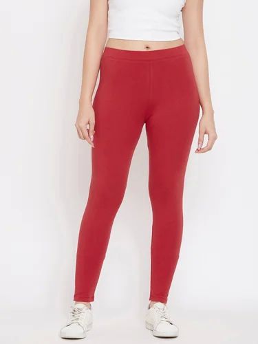 Ladies Cotton Lycra Red Leggings, Feature : Easy Wash, Shrink-Resistant