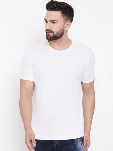 Mens Cotton White Plain T Shirt, Size : Large