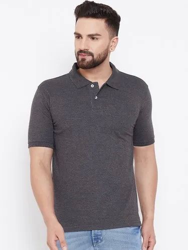 Mens Dark Grey Polo Neck T Shirt