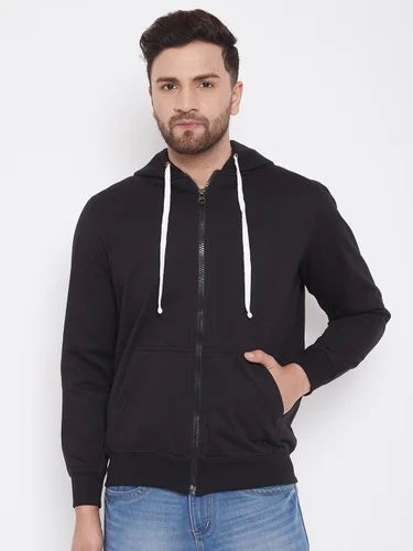 Mens Fleece Black Zipper Hoodies, Feature : Comfortable, Easily Washable, Impeccable Finish