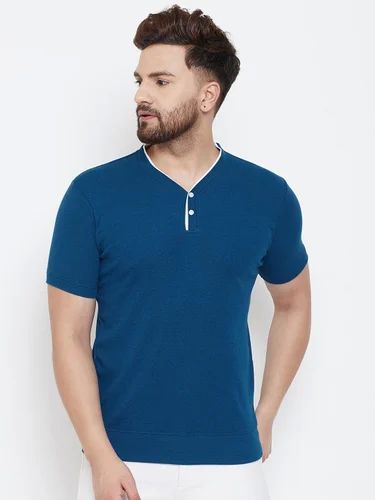 Mens Polyester Y Neck T Shirt, Size : Medium