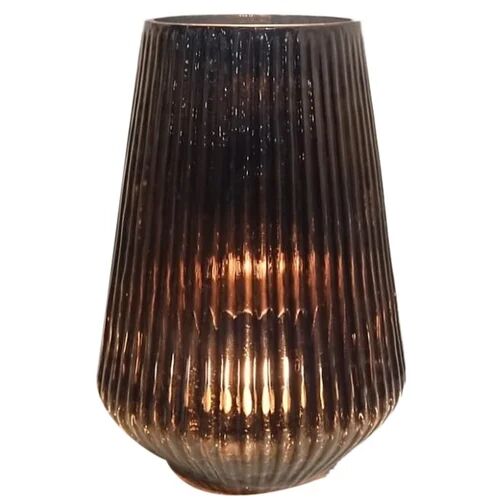 Round Head Brown Glass Candle Holder, for Decoration, Mounting Type : Tabletop