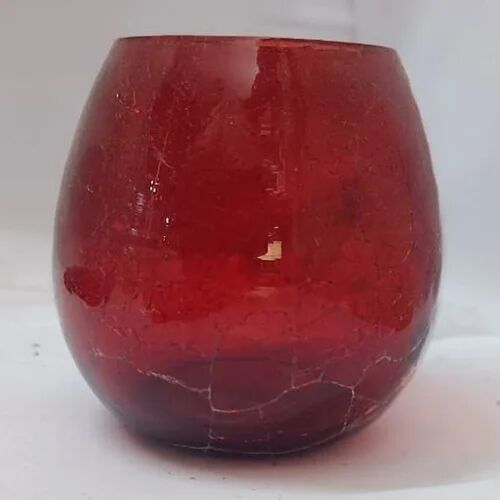 Red Glass Candle Holder, for Decoration, Shape : Round
