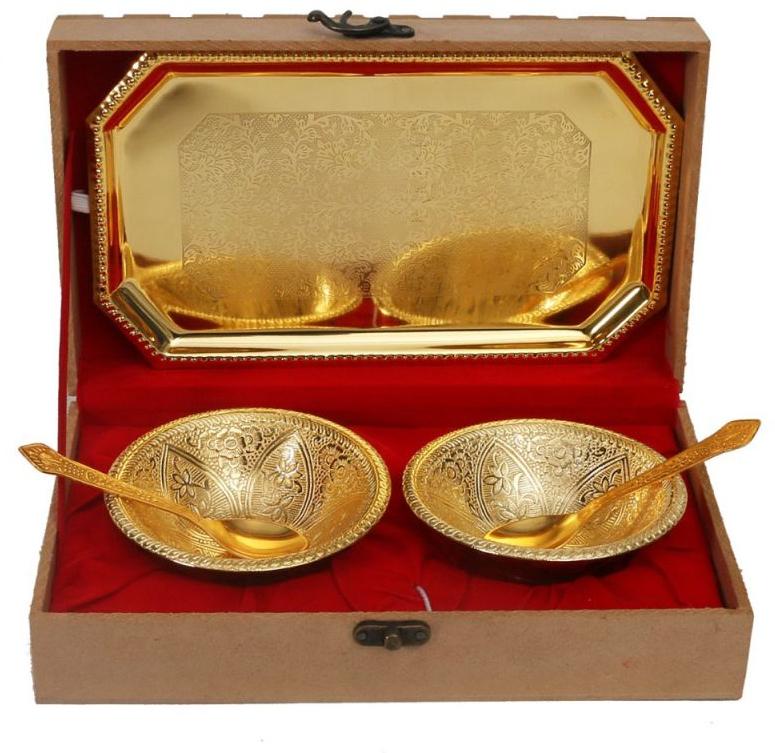 Golden Polished Silver Plated Bowl Set, Style : Royal