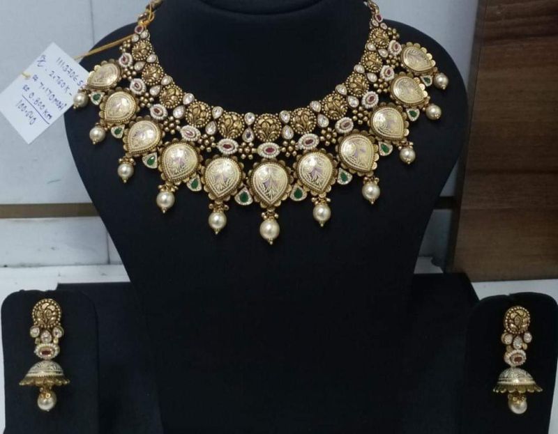 MJ Gold Necklace Set, Color : yellow