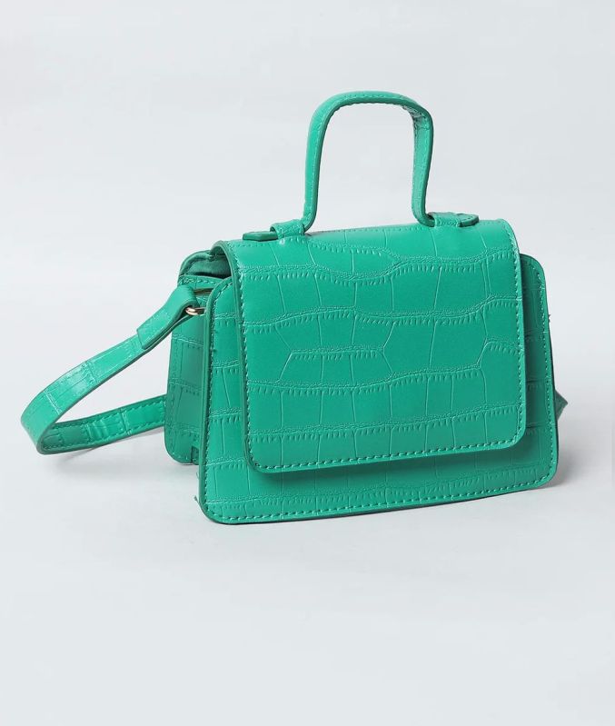 Green Plain Rexine Ladies Sling Bag, for Casual Use, Technics : Machine Made