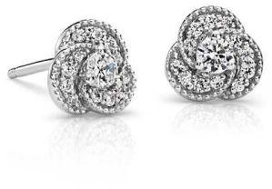 Round Milgrain Design Love Knot Diamond Earrings