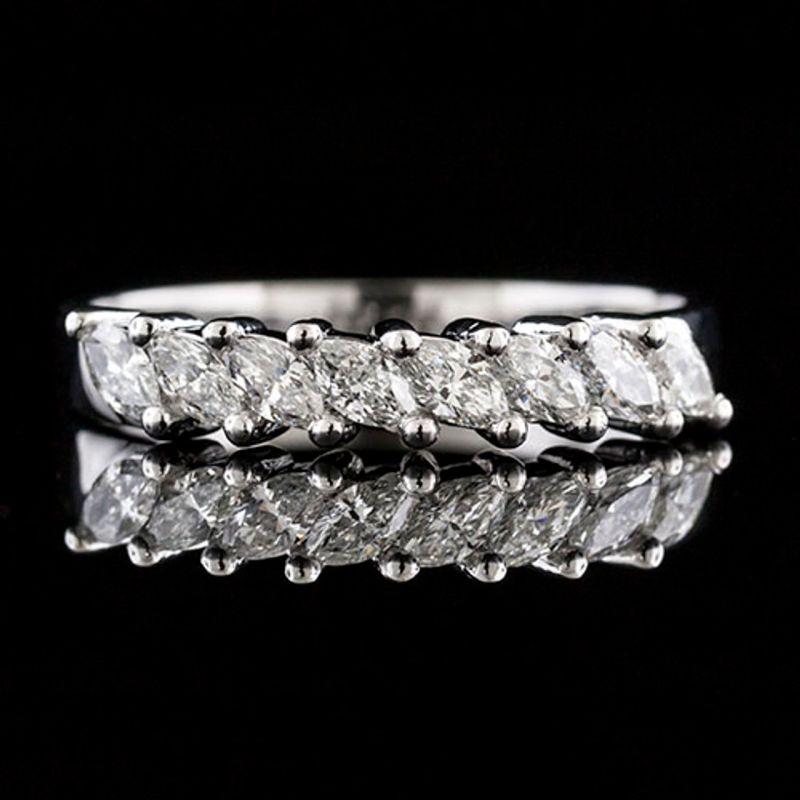 Tilted Style Marquise Diamond Wedding Band