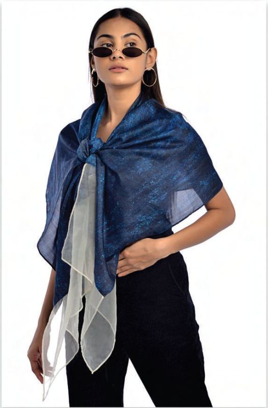 Midnight Waves Silk Long Scarf, Occasion : Party Wear
