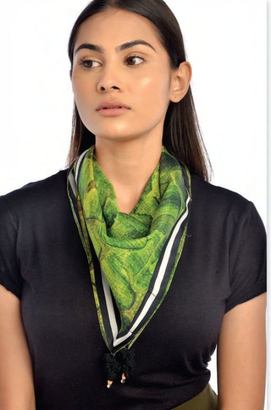 Moss Pebbles Silk Square Scarf, Style : Modern