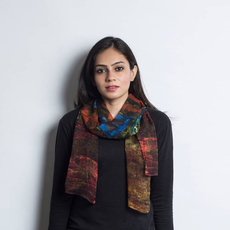 Printed Pixel Georgette Long Scarf, Style : Modern