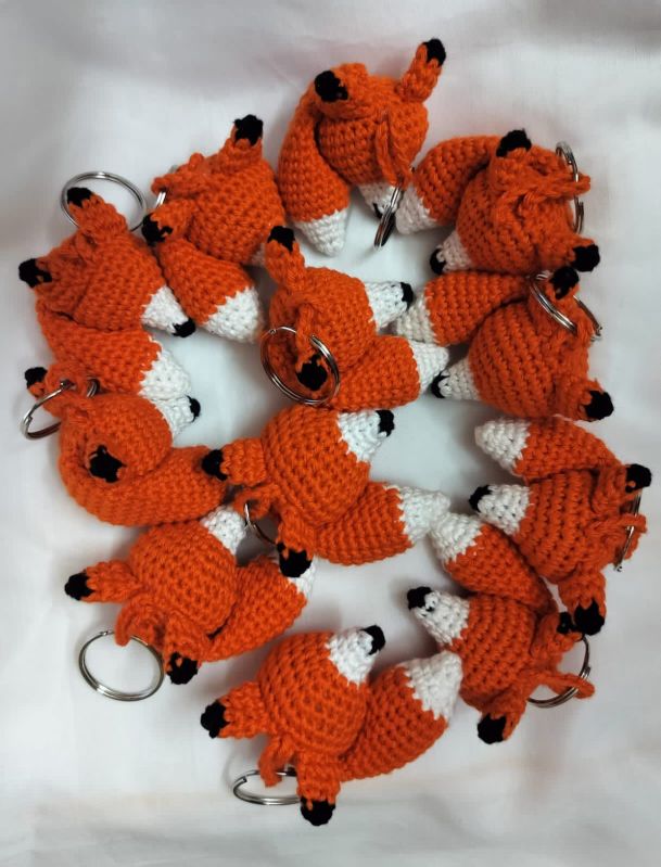 Fox Design Crochet Keychain