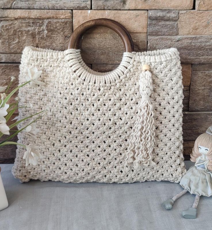 Macrame White Handbag