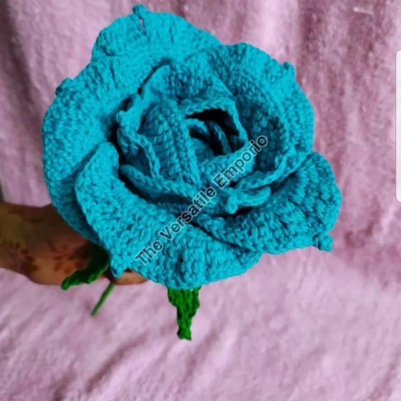 Cotton Thread Blue Crochet Flower, for Decoration