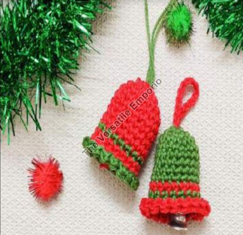 Crocheted Wool Crochet Christmas Bell, for Decoration