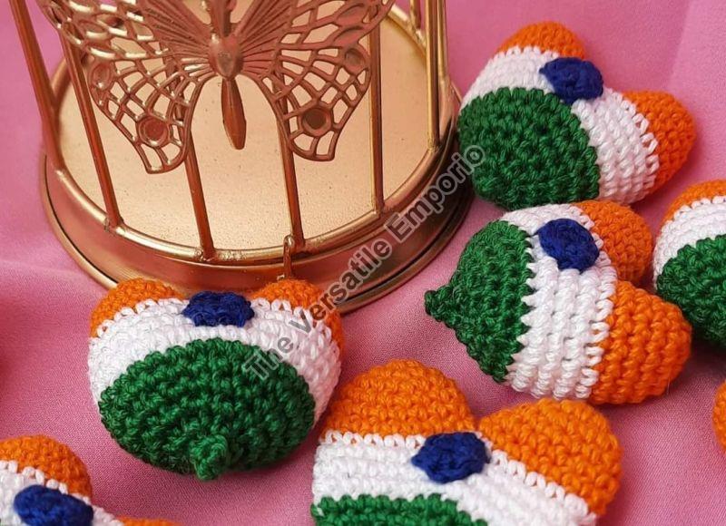 Cotton Yarn Crochet Tricolor Heart, for Decoration, Technics : Hand Made