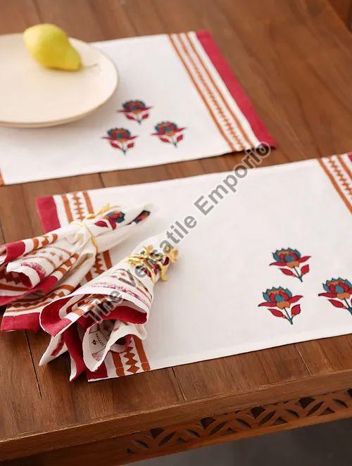 Cotton Embroidered Table Mats, Shape : Rectangular