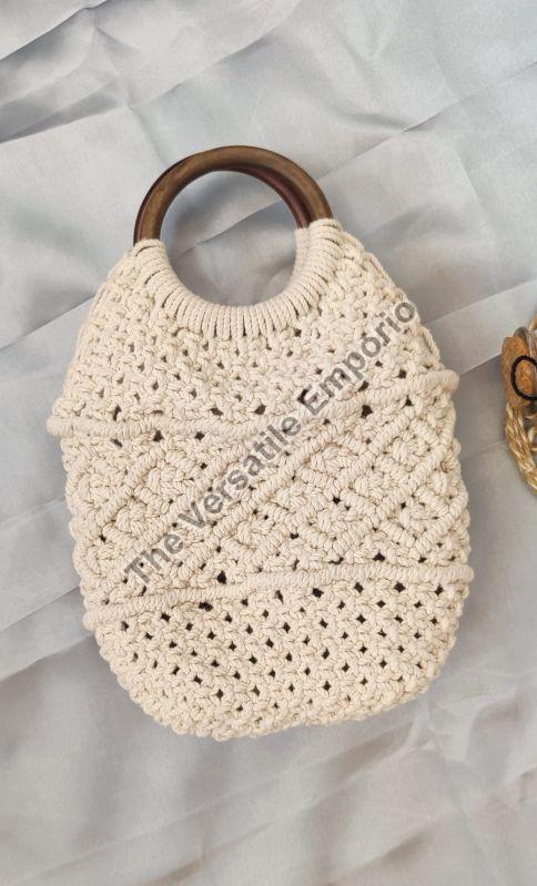 Creamy Handmade Macrame Handbag, For Casual Use, Gender : Female