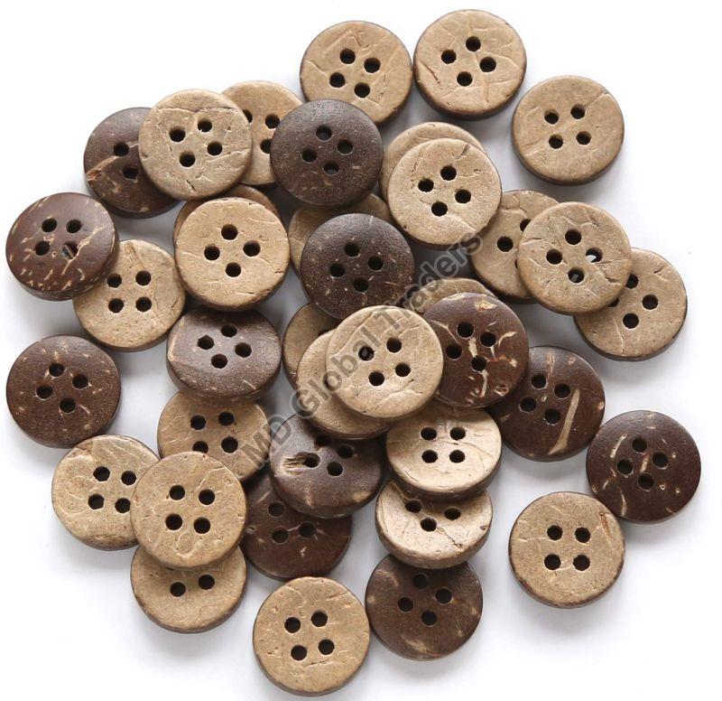 Brown Round Coconut Shell Buttons, for Garments