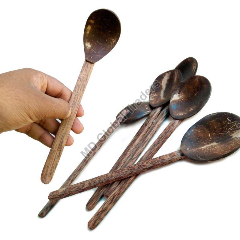Brown Plain Coconut Shell Spoons, for Home, Restaurant, Size : Standard