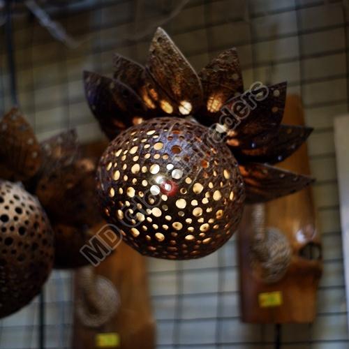 Electric 220V Coconut Shell Wall Lamp, for Decoration, Shape : Round