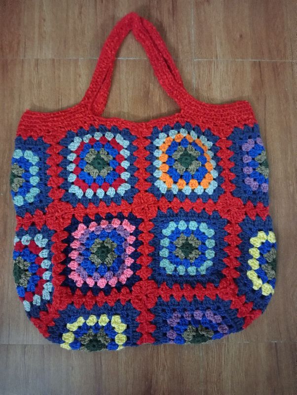Printed Silk Crochet Bags, Size : 14x14