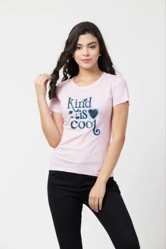 Printed Cotton Ladies Half Sleeve T-Shirt, Occasion : Casual Wear