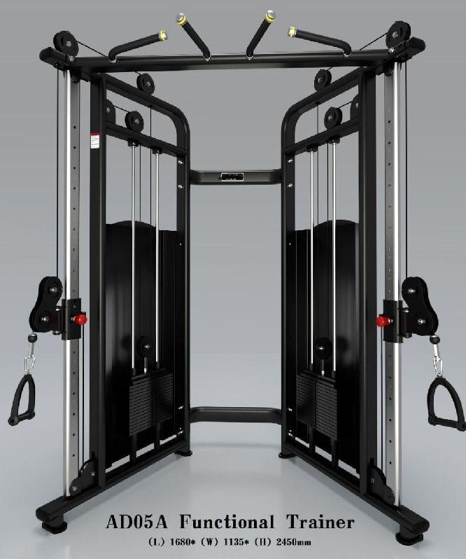 Coated Functional Trainer Machine, for Gym Use, Color : Black, Shiny-silver