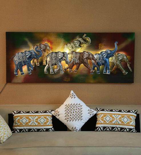 7 Metal Elephant LED Wall Art Frame