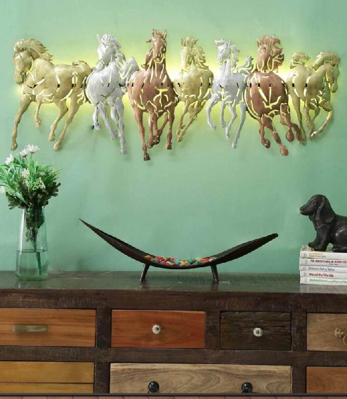 7 Metal Horses Cutting Multi Wall Art