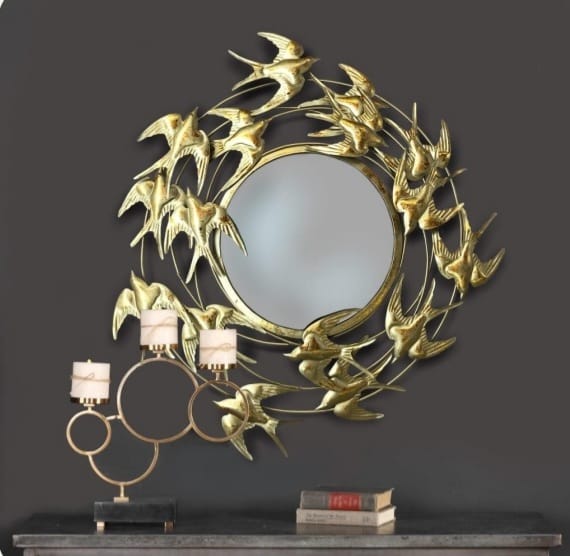 Metal Birds Around Wall Decor Mirror, Feature : Attractive Look, Easy To Fit, Fine Finish, Good Strength