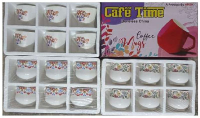 Polished Printed Ceramic Cafe Time Coffee Mugs, Size : Standard