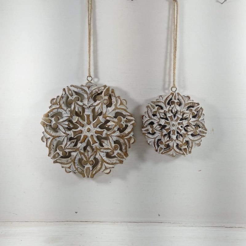 Carved Hanging Snowflake Ornaments