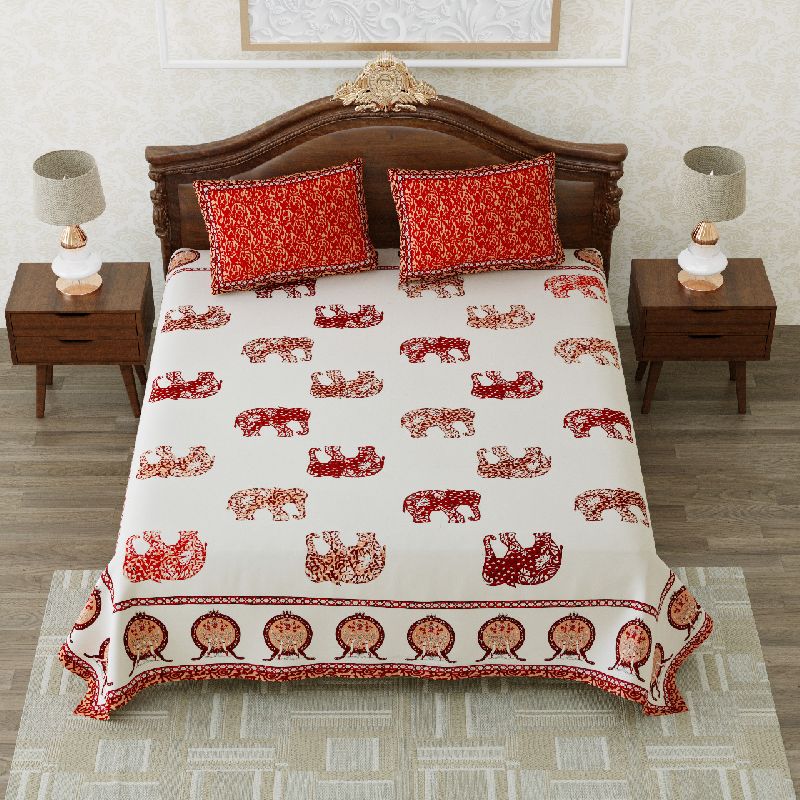Double Bed Cotton Jaipuri Bedsheet 90X108