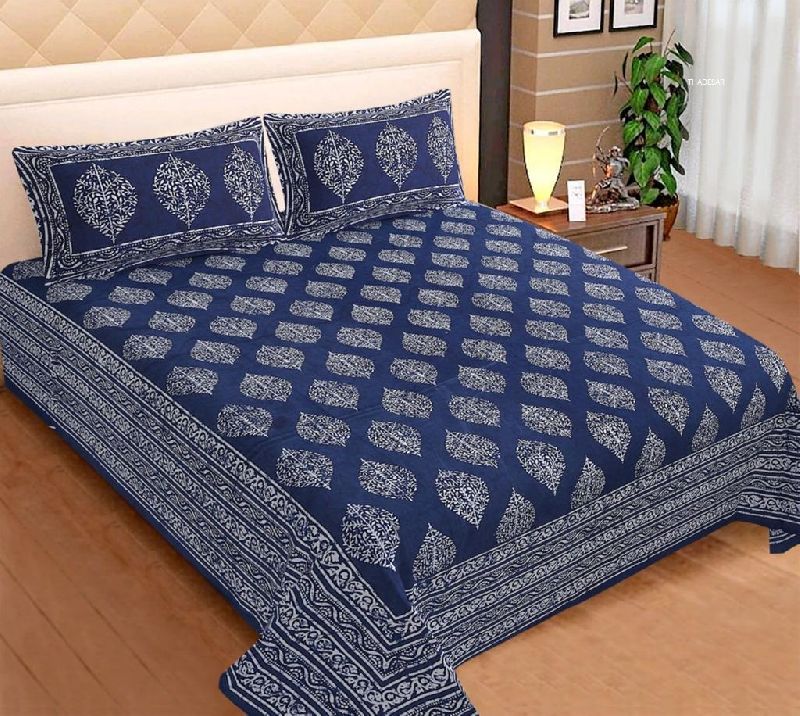 Cotton Bedsheets Indigo Handblock, for Home, Feature : Eco Friendly