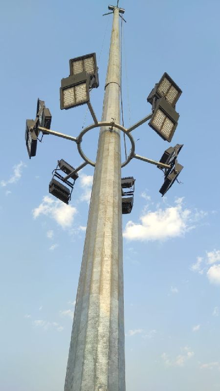 High mast pole with light