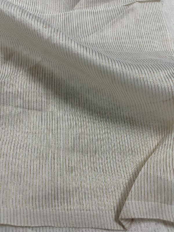Chanderi Silk Zari Golden Stripes Fabric