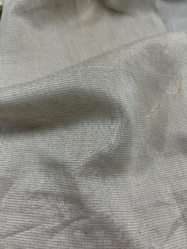 Muga Silk Golden Pinstripe Fabric, for Garments, Feature : Fade Resistance