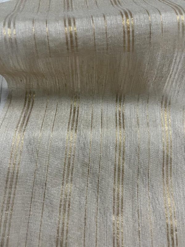 Muga Silk Golden Stripes Fabric, for Garments, Feature : Fade Resistance